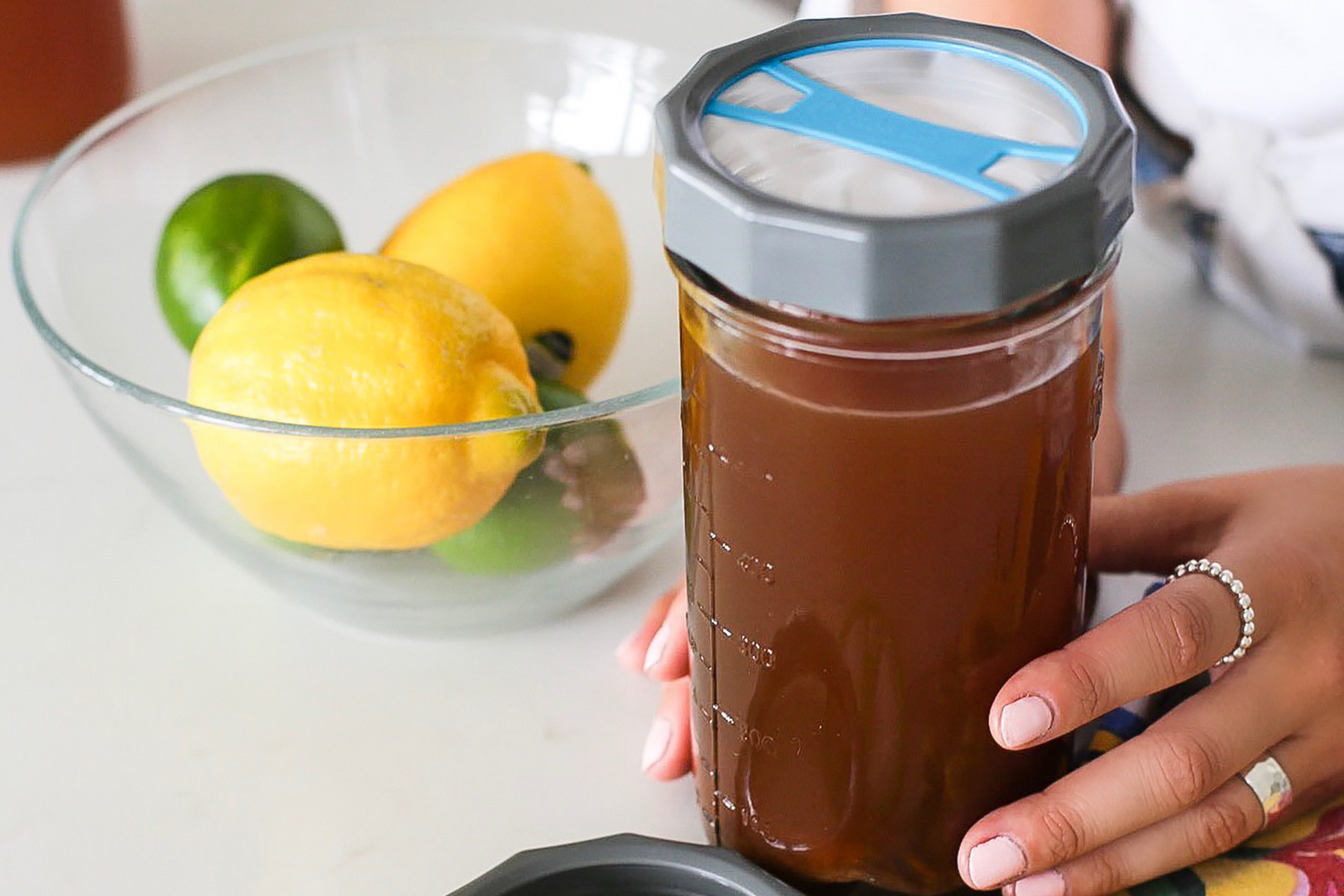 kombucha brewing in the mason jar