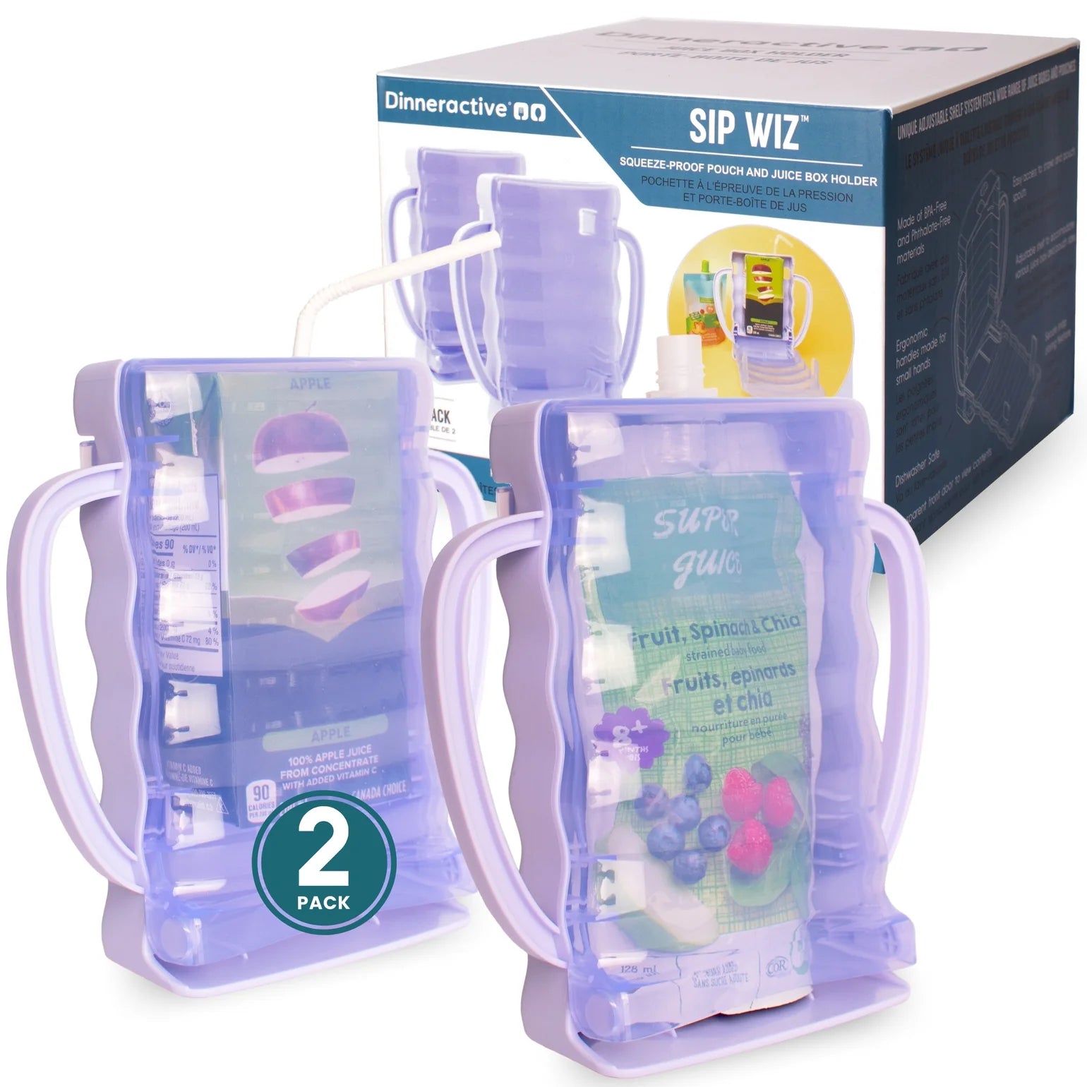 Flipping Holder - Squeeze-Proof Food Pouch & Juice Box Holder For Toddlers (Snow White)