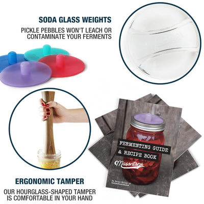 features graphic of glass weights and airlocks