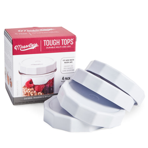 White Tough Top Airtight Lids- widemouth