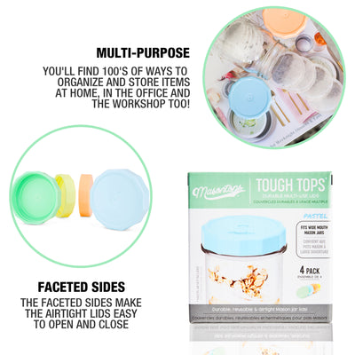 features graphic of tough top lids