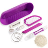 purple tools included in bread making kit on a white background