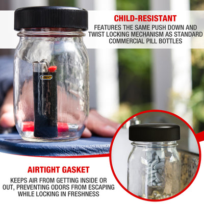 jar safe lids being used with mason jars for lighter and pills