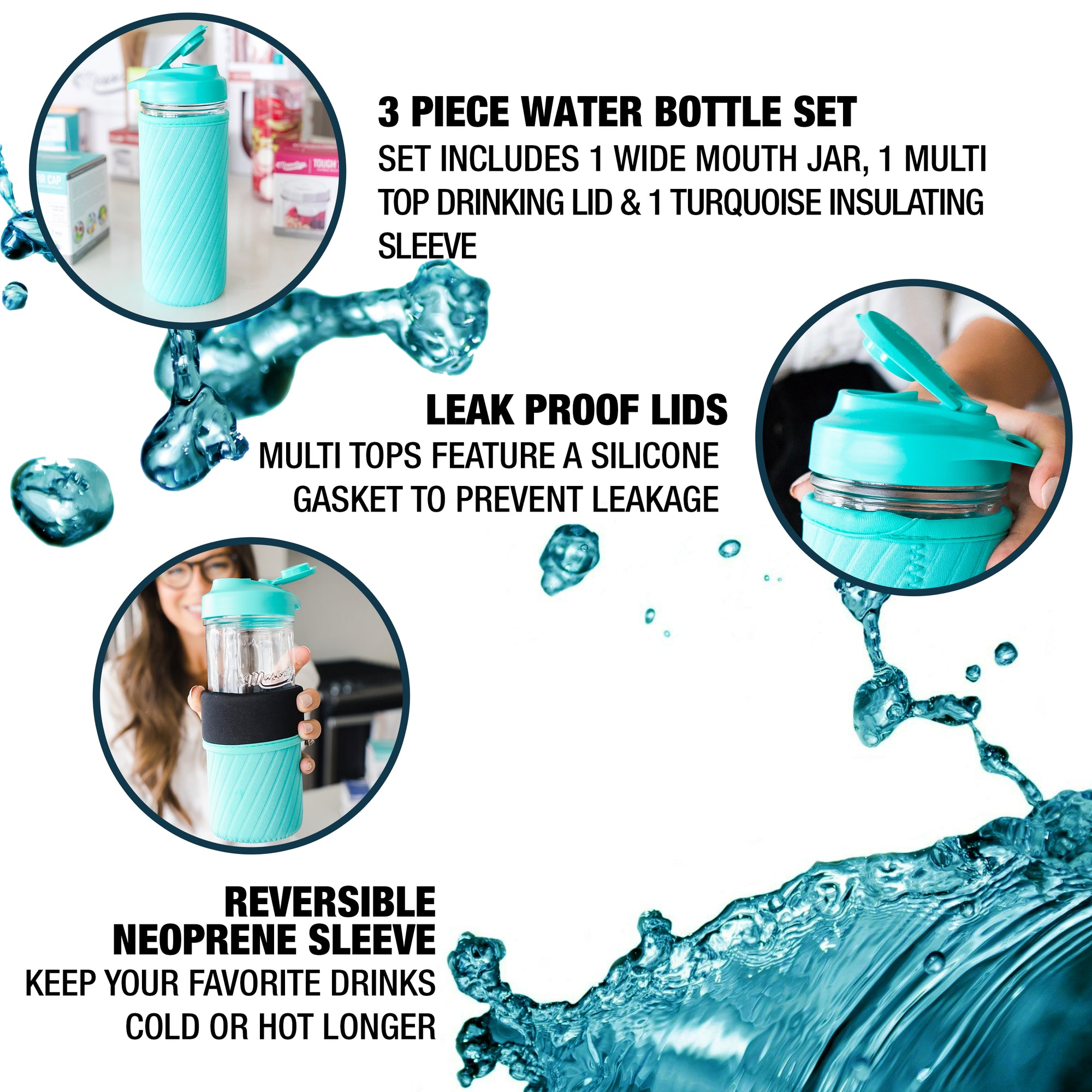 Regular Mouth Mason Jar Water Bottle Set