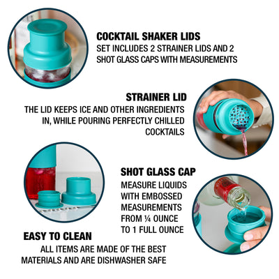 features of the cocktail shaker lids