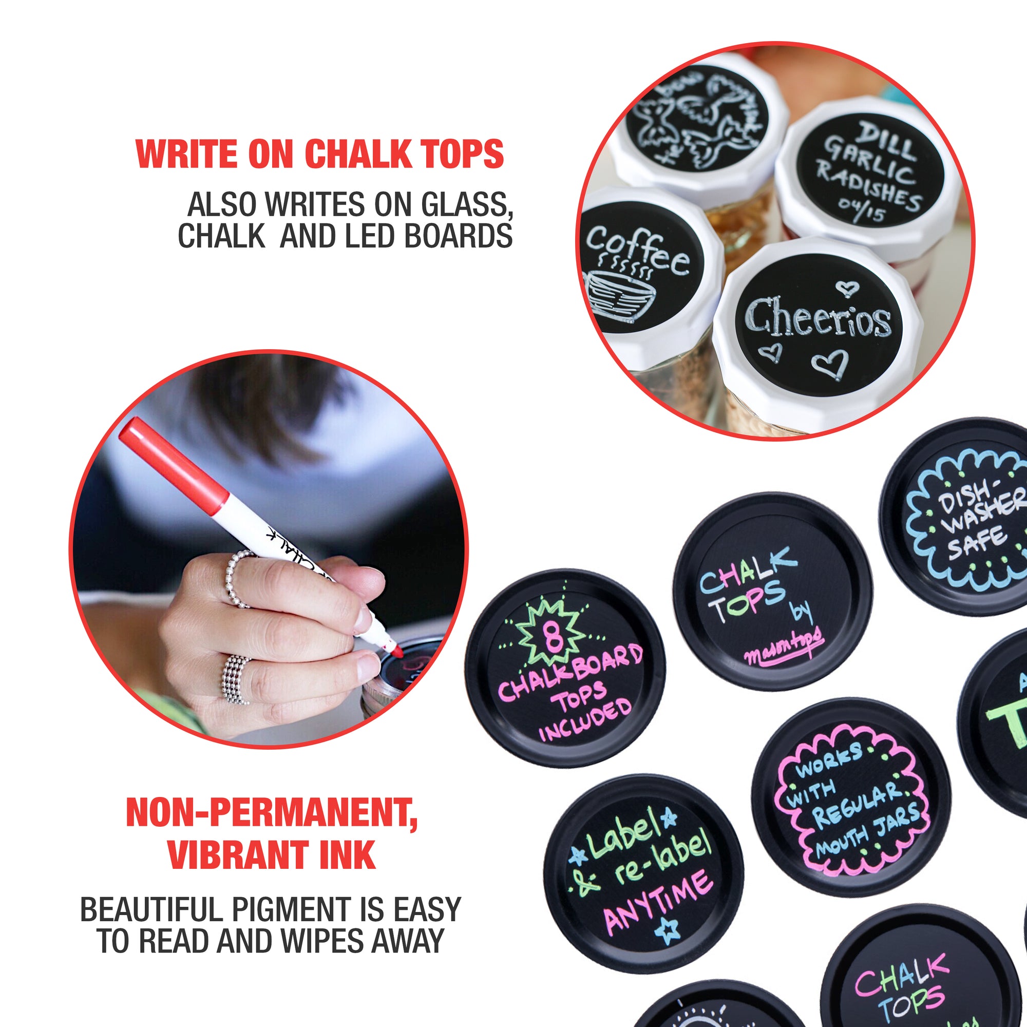 Top Chalk Erasable Chalk Markers - Reusable Markers for Easy Labeling 