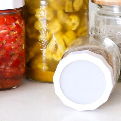 close up of silicone disc on a mason jar