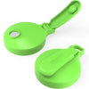 green multi top lids on a white background