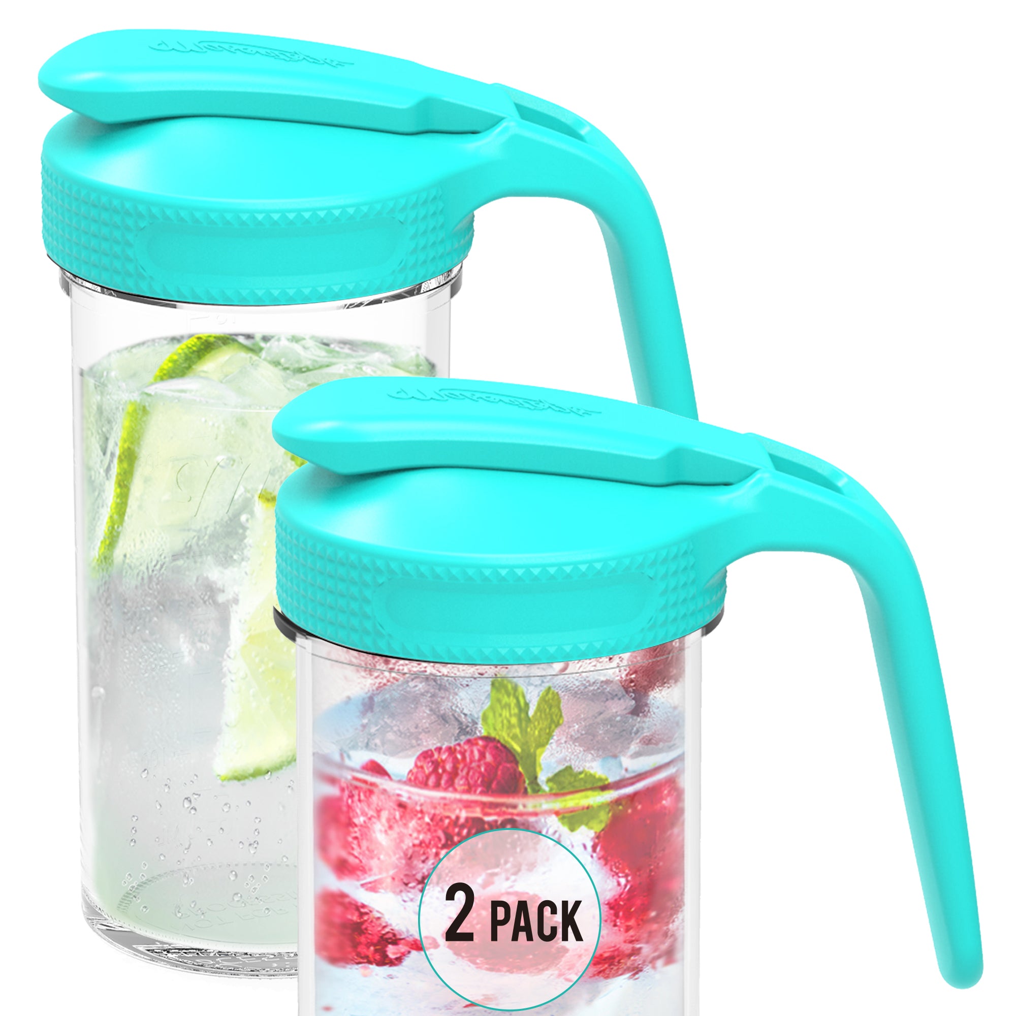 News - Mason Jar Mugs with Handle, Multi Colored Lids and Plastic Straws